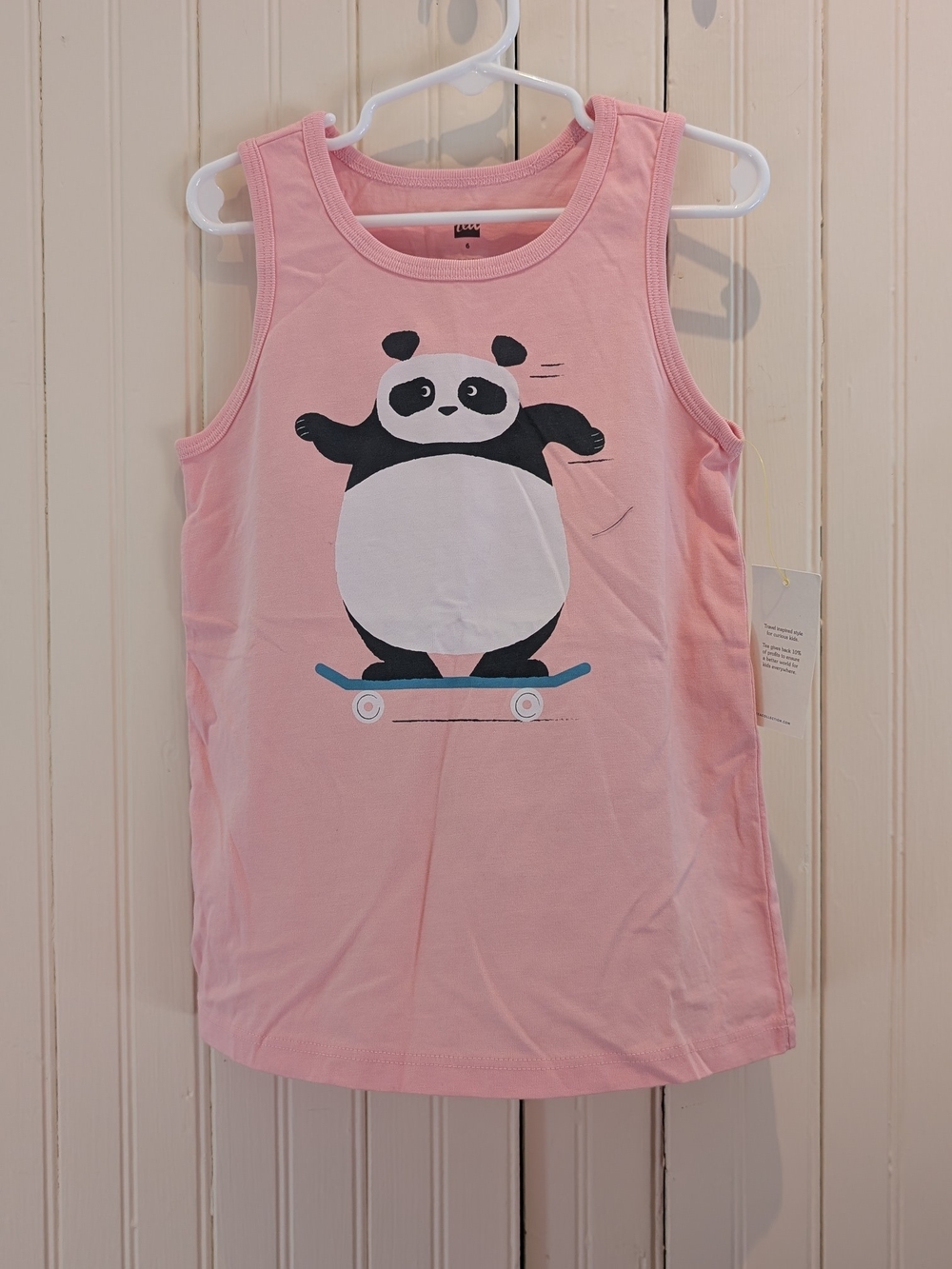 Tea Collection Pink Tank with Skateboarding Panda Graphic